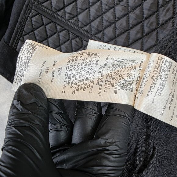 Diesel Jacket Womens XS Black Quilted Moto Biker Asymmetrical Zip Belted - Picture 16 of 16